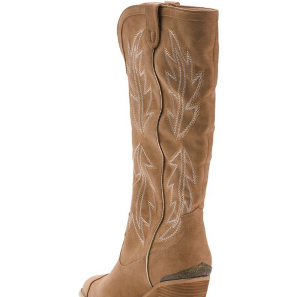 NEW VOLATILE Preston Western High Heel Shaft Boots beige 563tn - Picture 3 of 7